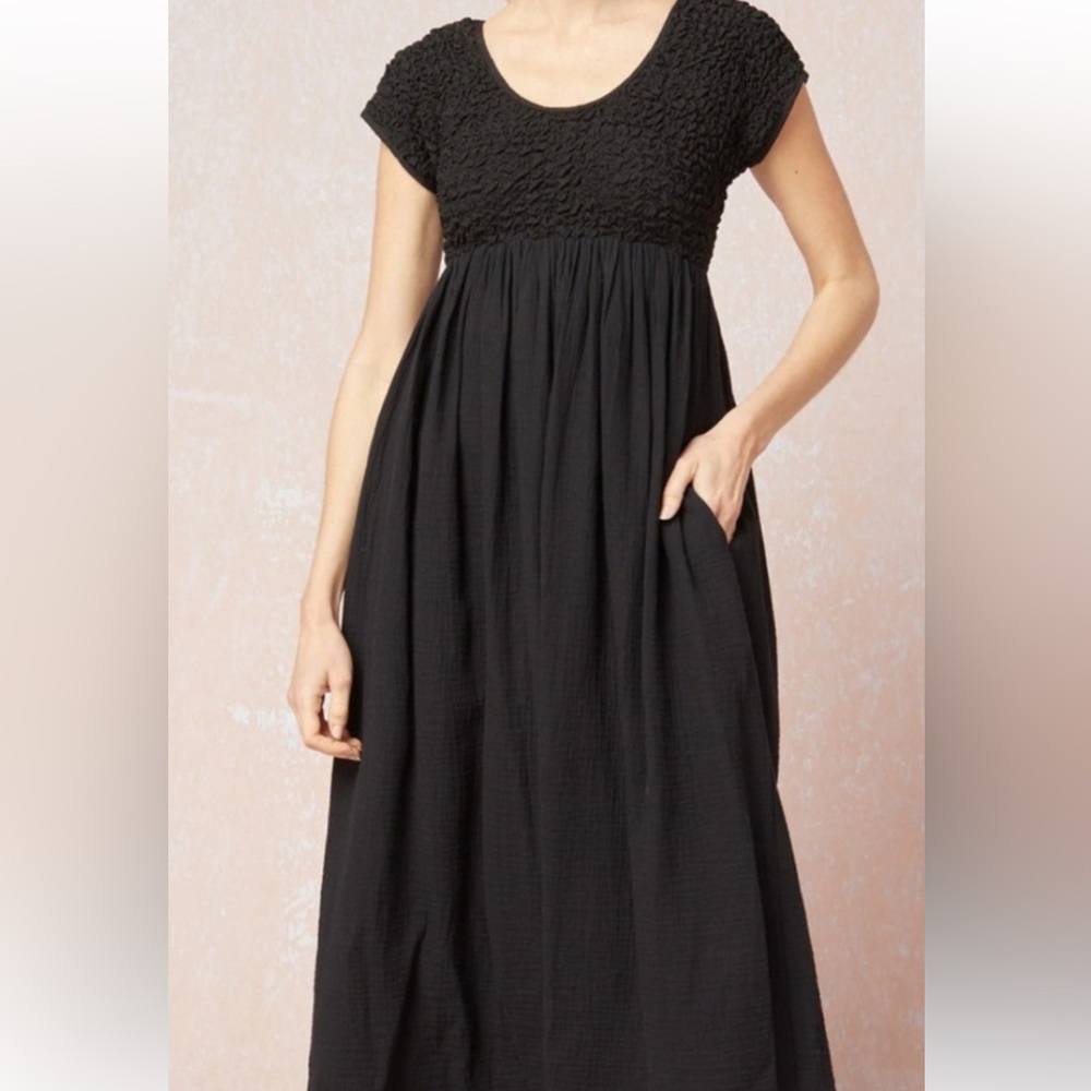 Entro Anthropologie smocked long evening dress